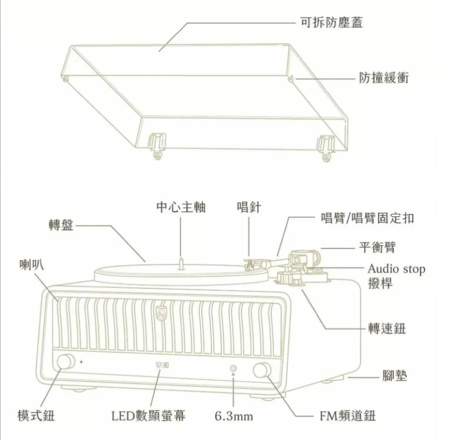 PHILIPS TAV9000 經典復古木質黑膠藍牙唱盤