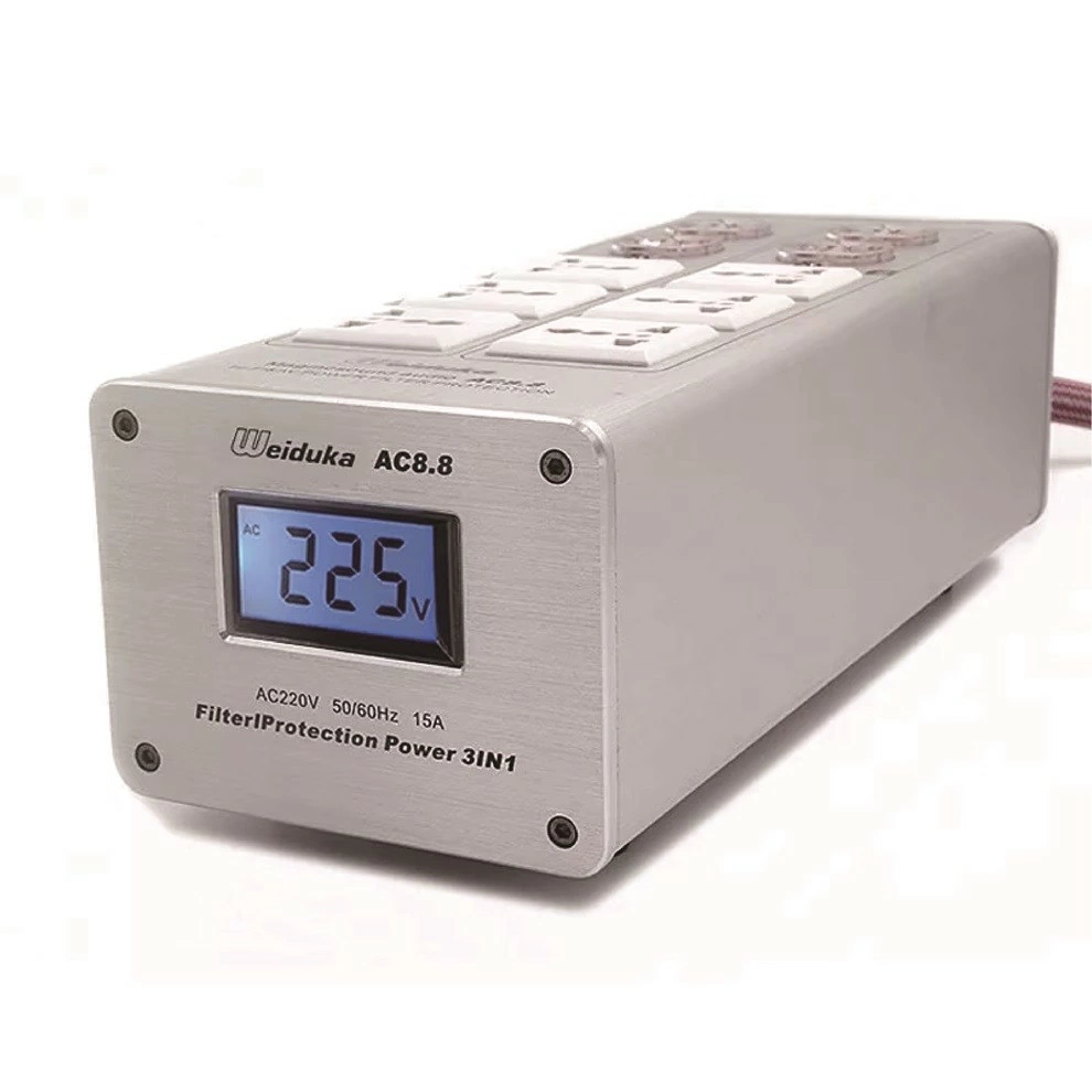AC8.8音響專用電源濾波器 防雷排插音響插座 電源凈化器 銀色款