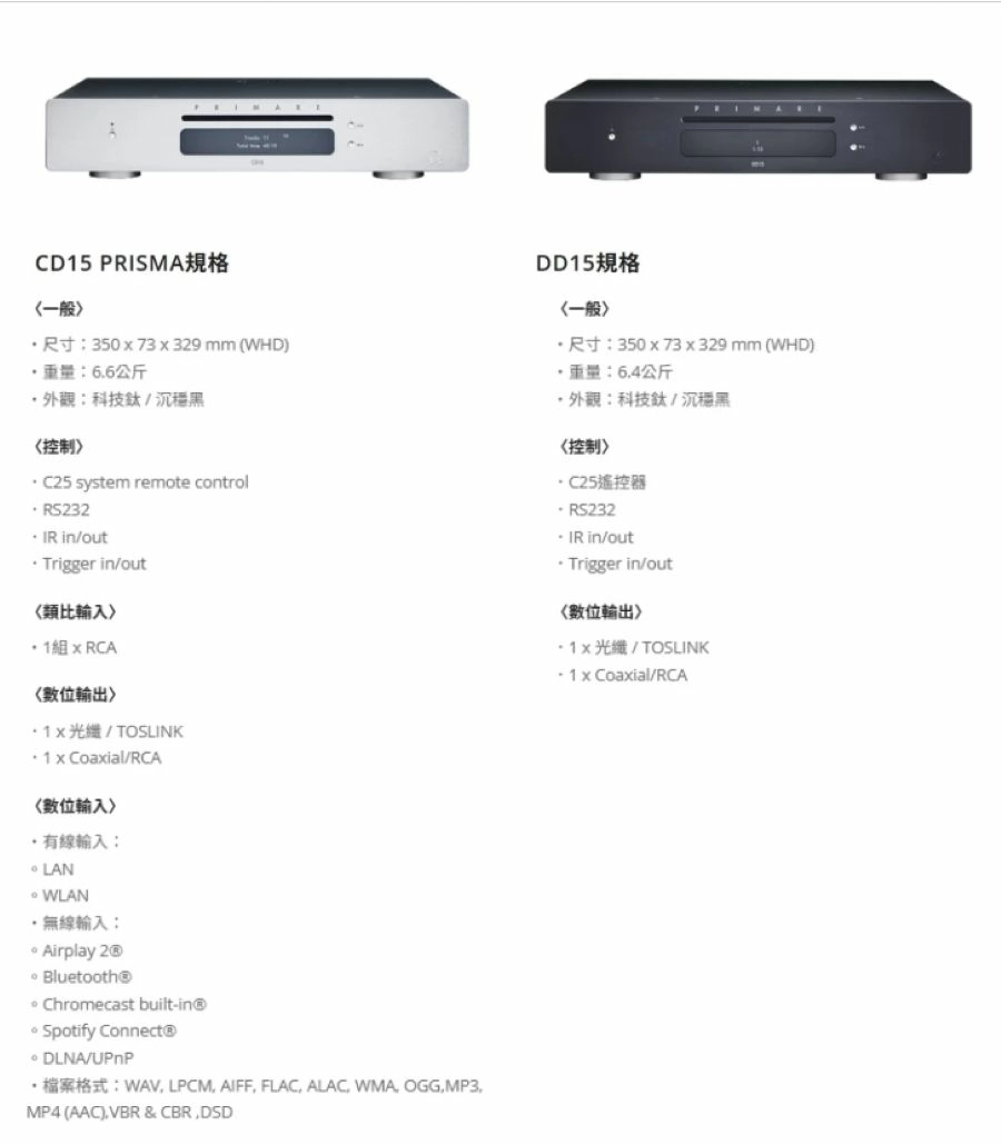 PRIMARE 瑞典 原廠公司貨 CD15 PRISMA 吸入式CD轉盤+數位串流播放機 黑銀兩色可選