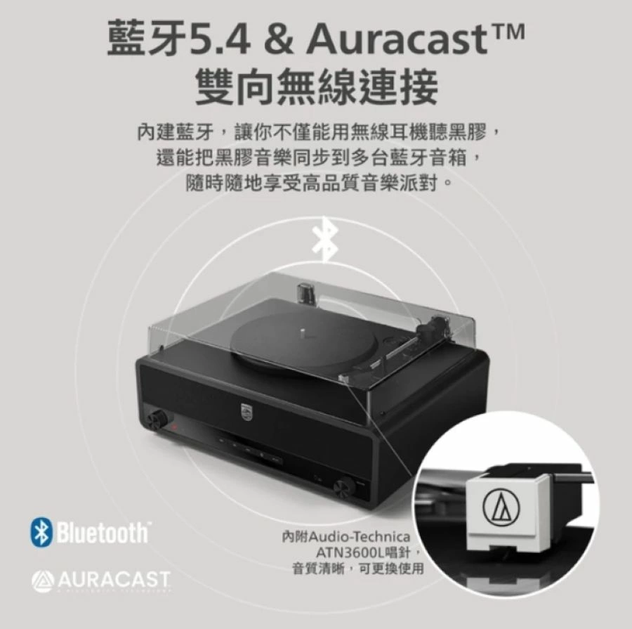 飛利浦 Philips TAV3000 藍牙復古黑膠唱片機 ALL IN ONE