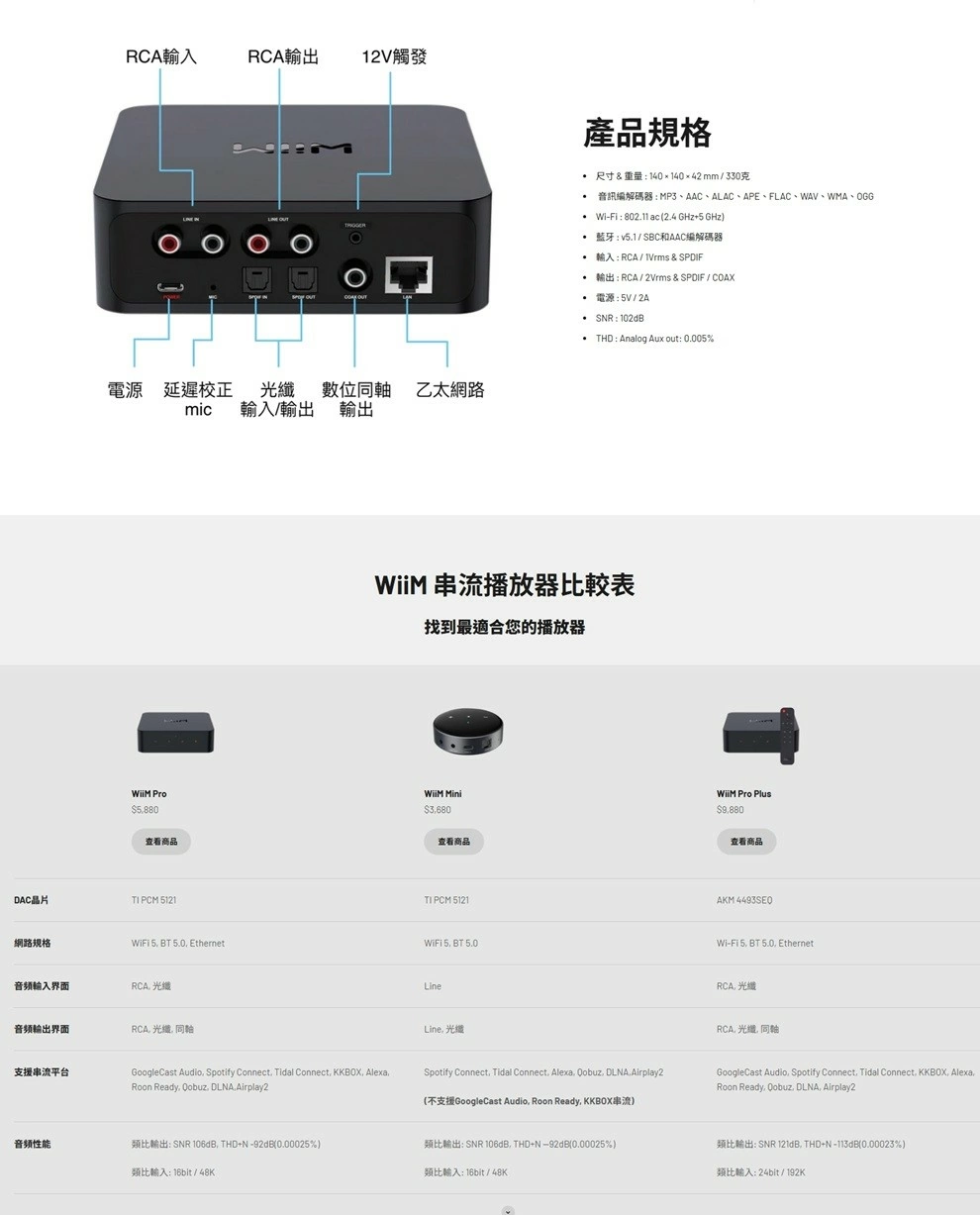 【Wiim】 WiiM Pro 發燒級串流播放器 內建高解析DAC