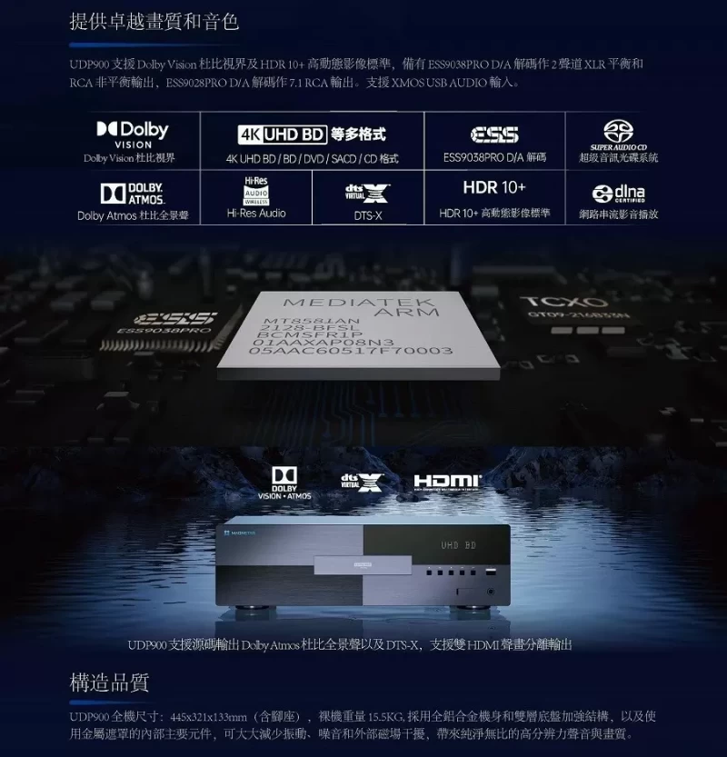 MAGNETAR UDP-800 Pro 越獄版 高階4K UHD藍光播放機(支援杜比視界)