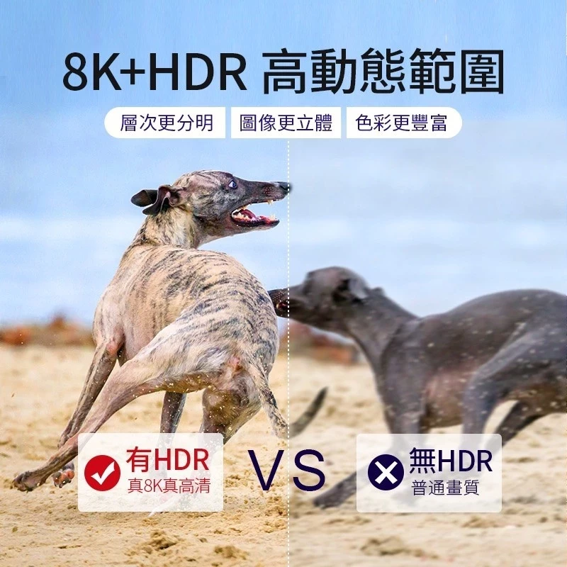 MCHAONEST 鍍銀 高匹配HDMI2.1版 高清8K@60Hz 4K 120P 黑鋁合金頭 完美支援PS5