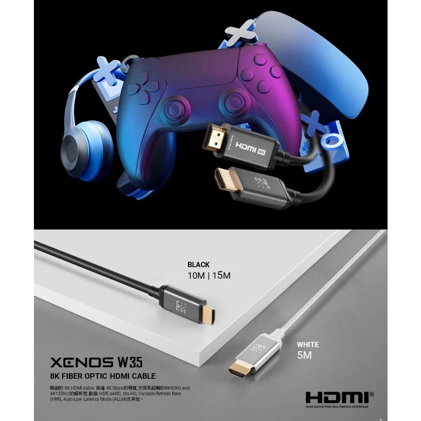 【VIVIFY】XENOS W35 2米-20米 8K光纖HDMI 2.1 新竹家庭劇院推薦