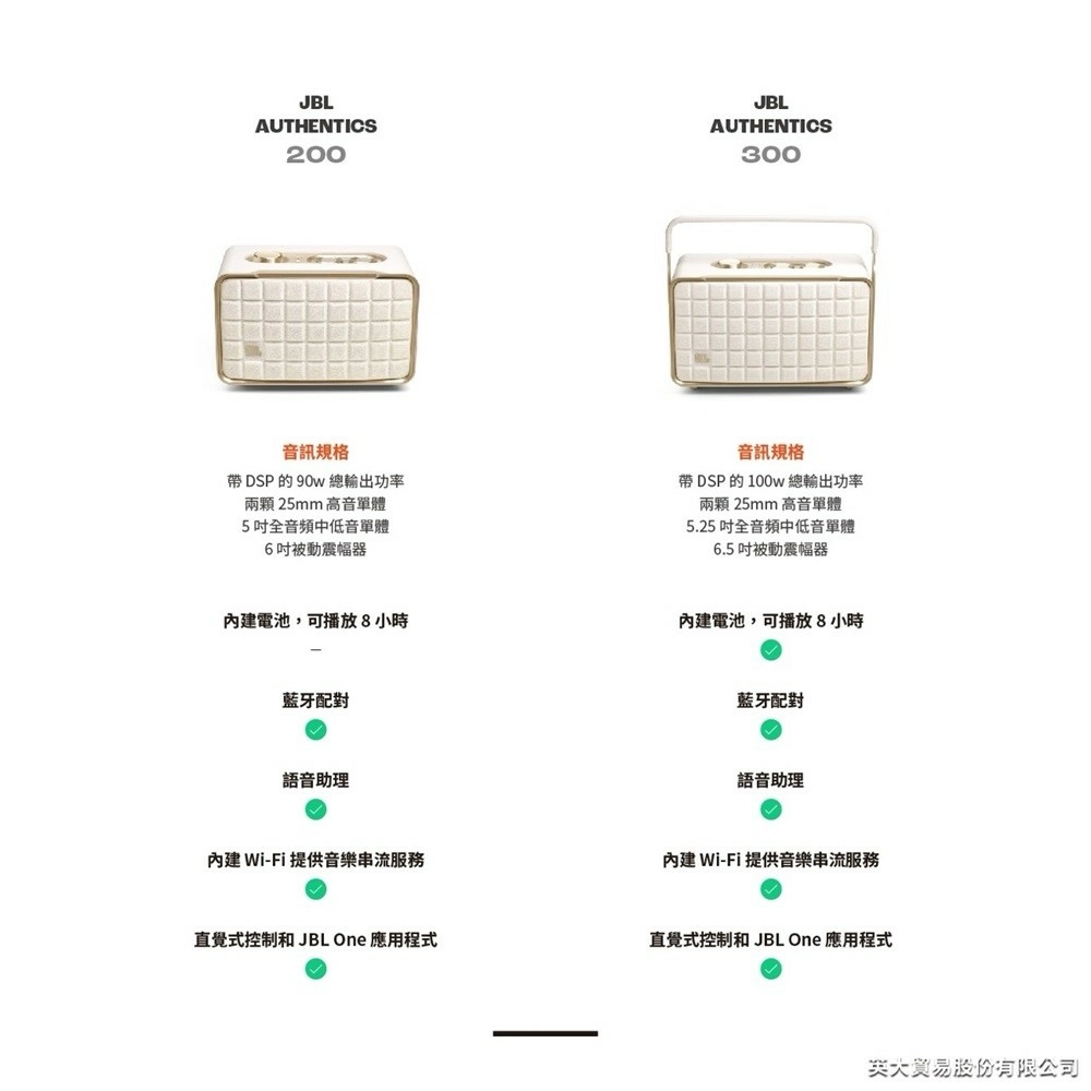JBL 限量白金版 Authentics 200 語音串流藍牙音響