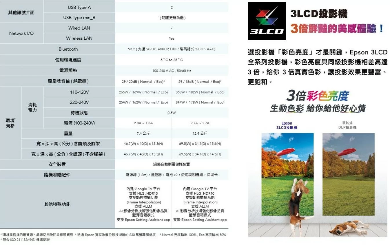 汰舊換新優惠 可選布幕安裝/聲霸贈品二擇一【全省可加購安裝】 EPSON EH-LS670B EH-LS670W 4K AI雷射大電視