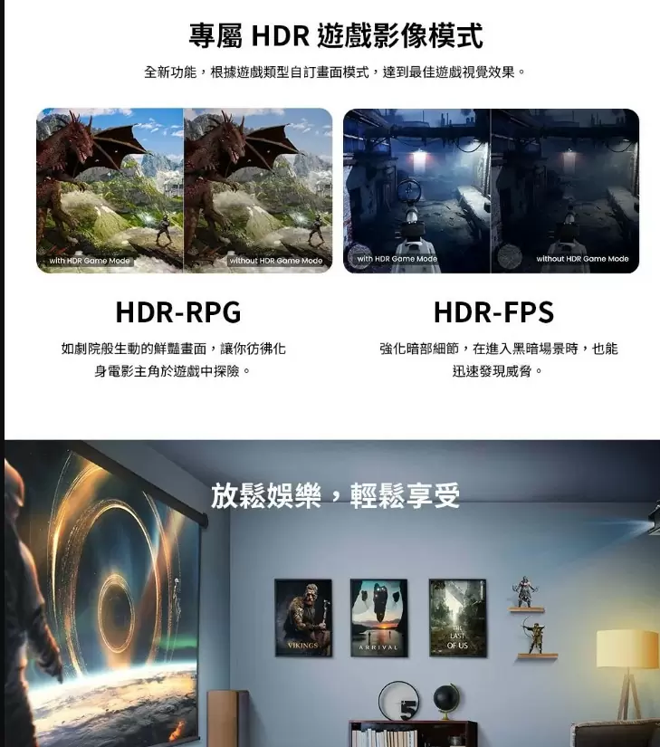 BenQ TK710 4K HDR 3200lm 雷射遊戲投影機