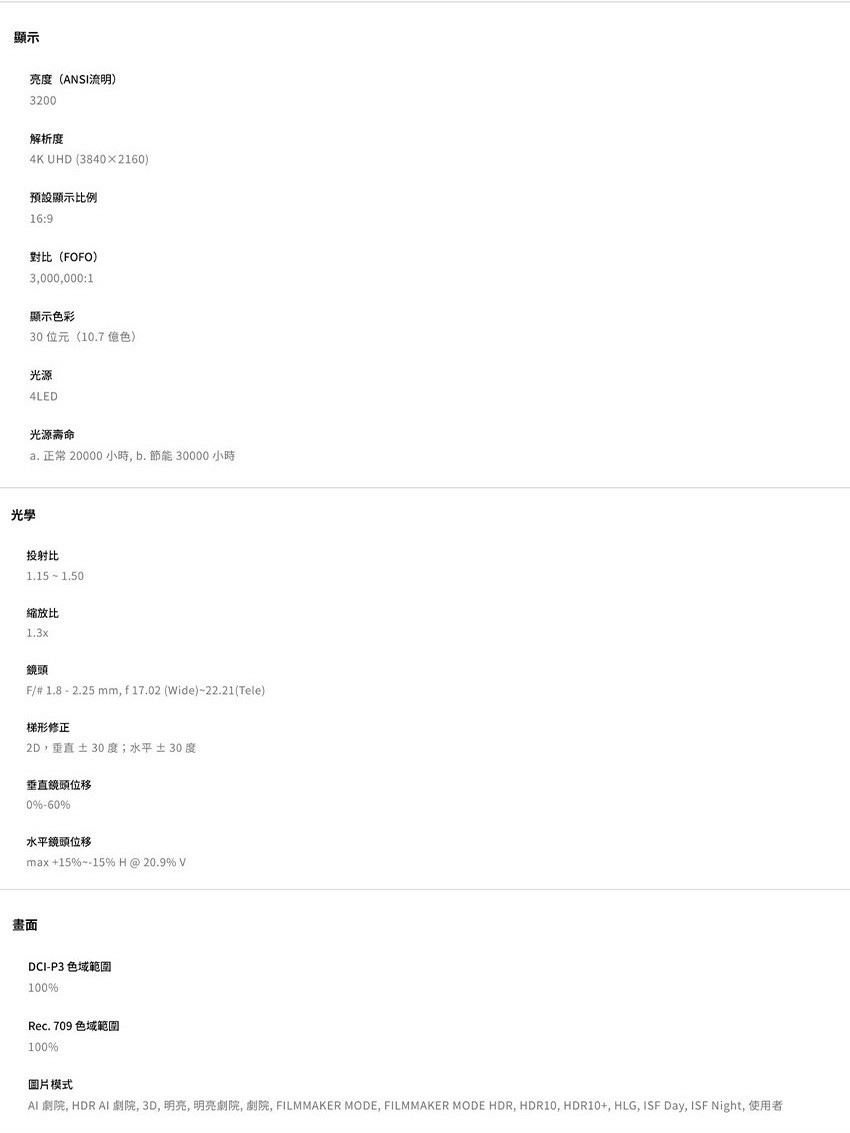 BENQ W4100i 4K 家庭劇院投影機 AI 智慧色準導演機 贈馬歇爾藍芽耳機