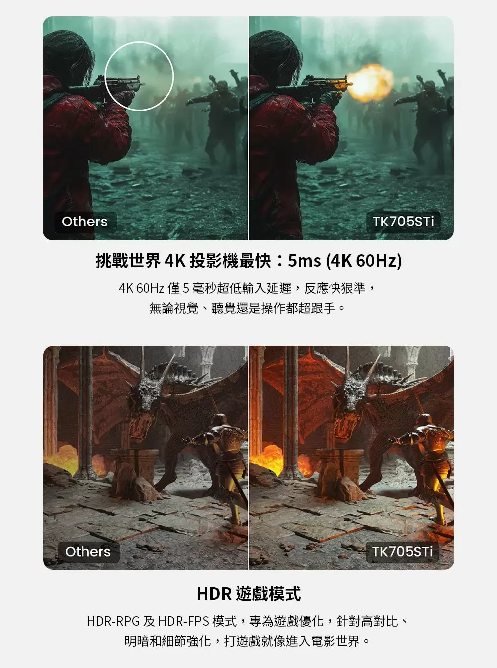 BenQ TK705STi 低延遲三坪機 4K 3000流明 短焦智慧調光投影機