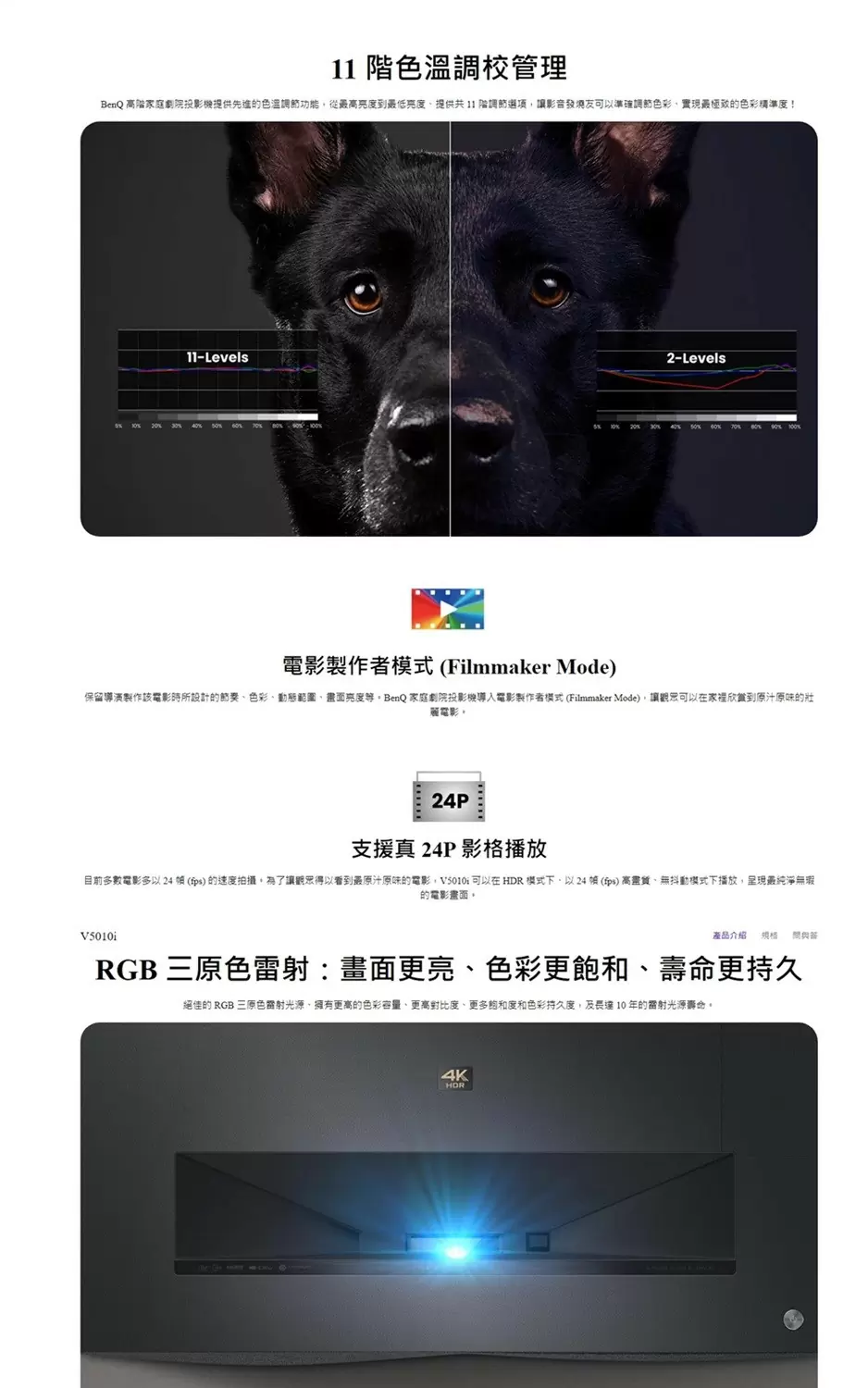 「贈瑞士MONCROSS 不鏽鋼刀具組」BenQ V5010i 4K HDR 2500流明 RGB 三原色雷射電視