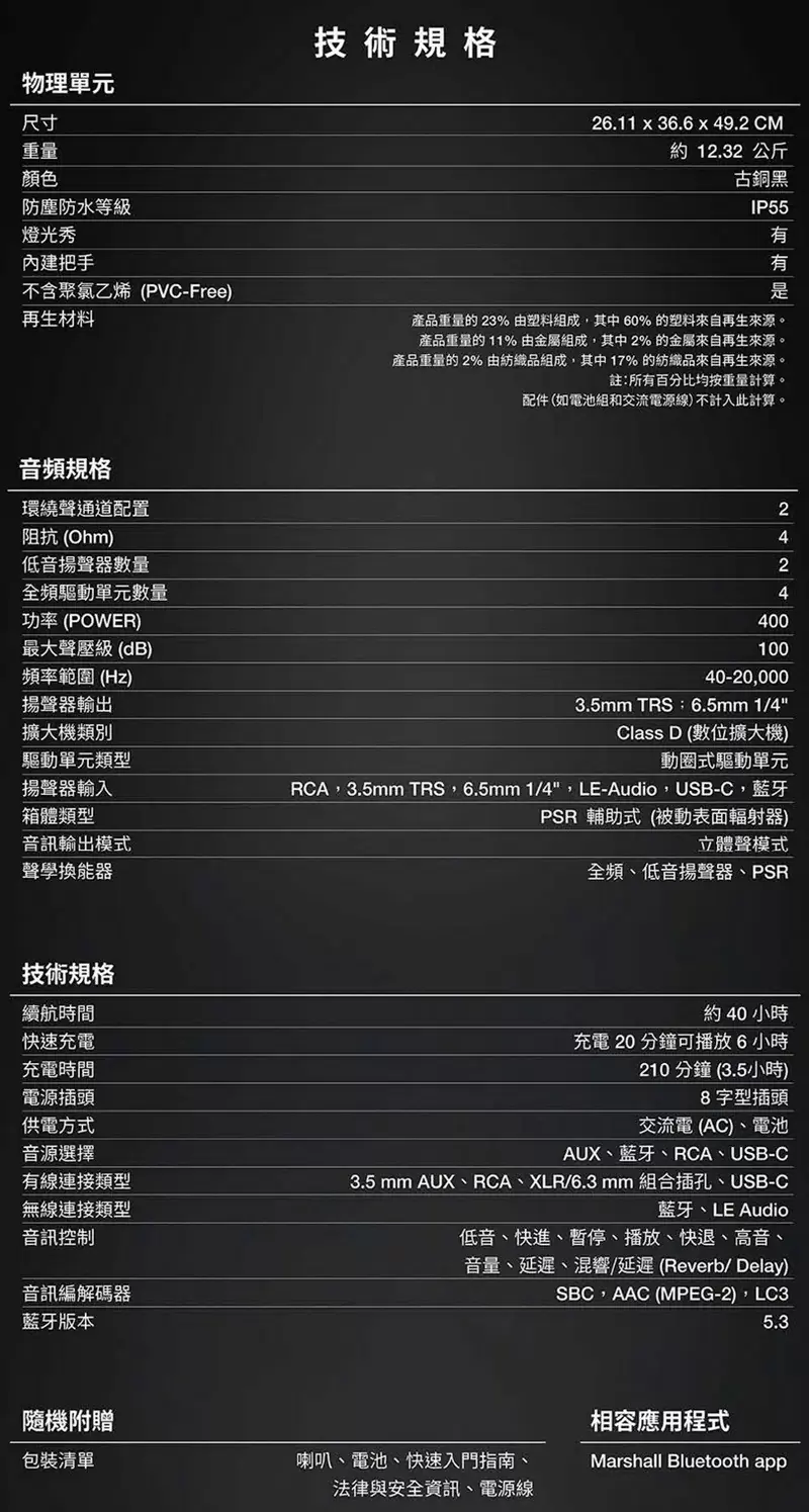 領券再折價【百滋原廠公司貨登錄延長半年保固】Marshall 百滋公司貨 Bromley 450 音樂派對喇叭
