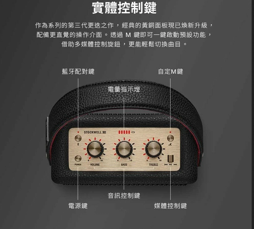 Marshall 第三代 Stockwell III 便攜型藍牙喇叭 台灣百滋公司貨享保固