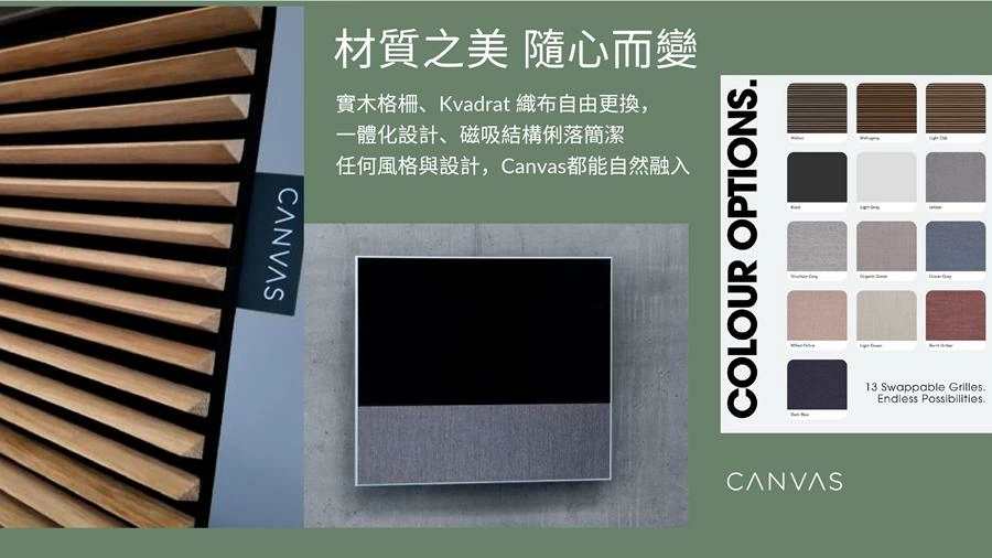 Canvas 丹麥 HiFi Stereo一體式音響 原色面罩 可完美銜接55-85吋電視 (壁掛與落地兩種選擇) - 賣場不含電視
